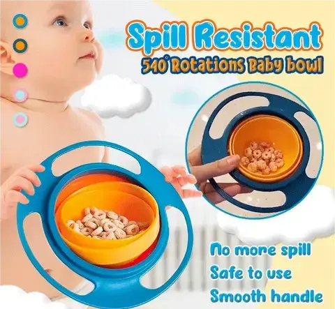 Spill Resistant 540° Rotations Baby Bowl