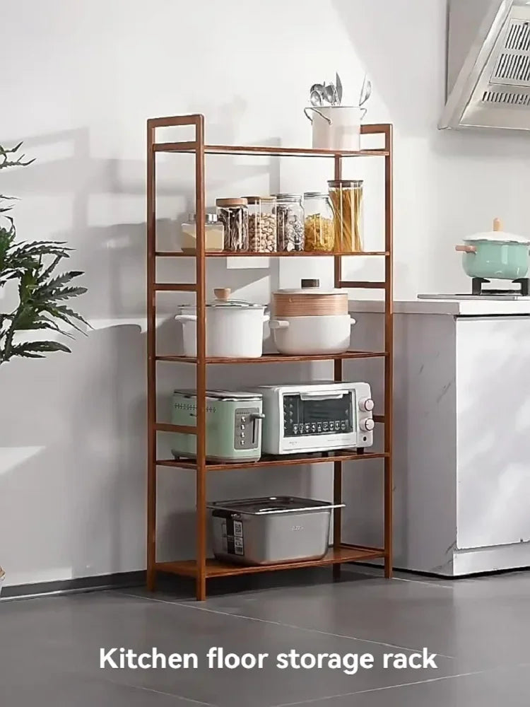 Kitchen shelf, floor standing multi-layer product collection, household pot seasoning shelf, fruit and vegetable bowl and dish s