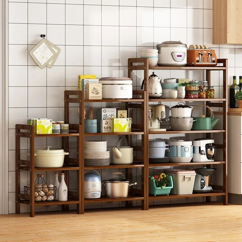 Kitchen shelf, floor standing multi-layer product collection, household pot seasoning shelf, fruit and vegetable bowl and dish s
