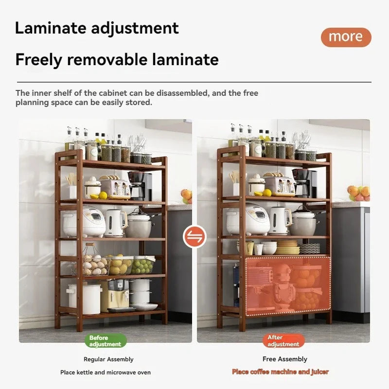 Kitchen shelf, floor standing multi-layer product collection, household pot seasoning shelf, fruit and vegetable bowl and dish s