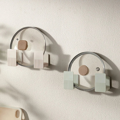 Plastic Pot Lid Holder Wall-Mounted Chopping Board Hanging Holder Pan Pot Cover Storage Rack No Punching Kitchen Organizer Shelf