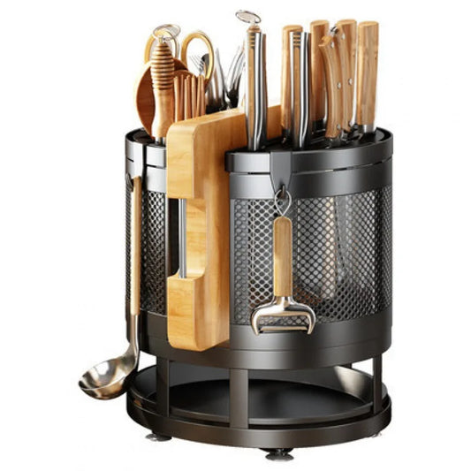 Rotary Knife Rack Rack Kitchen Countertop Household Kitchen Knife Seat Chopsticks Cage Chopping Board Integrated Multi-Functiona