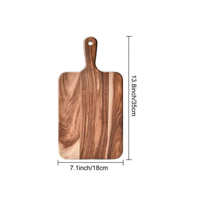Long Carry Handle Chopping Board Round Cheese Board Versatile Acacia Wood Cutting Board with Handle for Meat Cheese for Kitchen